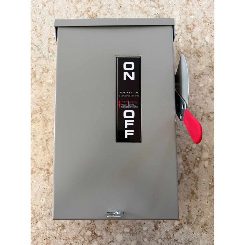GE GAKNR2-60A Safety Switch 60 Amp 240V‎ Non-Fusible Outdoor Enclosure Gray